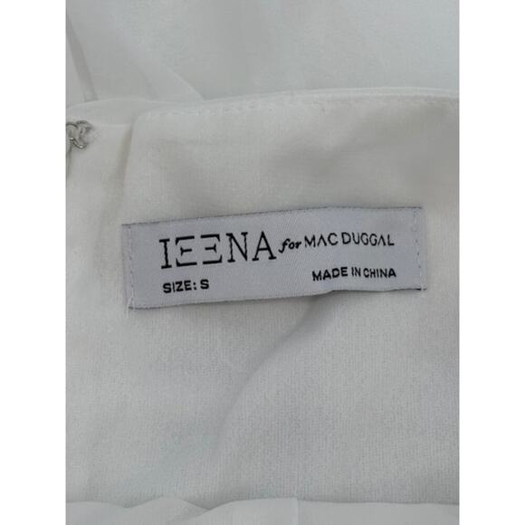 Mac Duggal White Faux Wrap Sleeveless Flowy Midi Dress – Size Small NWT - Picture 9 of 10